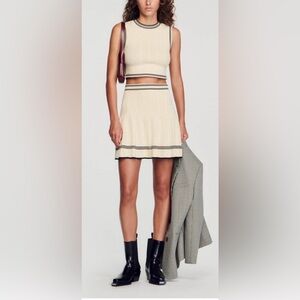 Sandro Pointelle Pleated Skirt